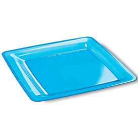 Viereckiger Plastikteller extra Stark türkis 22,5x22,5cm (6 Stück)