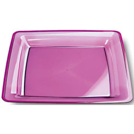 Viereckiger Plastikteller extra Stark aubergine 22,5x22,5cm (6 Stück)