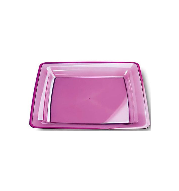 Viereckiger Plastikteller extra Stark aubergine 22,5x22,5cm (6 Stück) Viereckiger Plastikteller extra Stark aubergine 22,5x22,5cm (6 Stück)