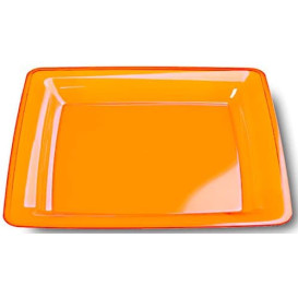 Viereckiger Plastikteller extra Stark orange 22,5x22,5cm (72 Stück)