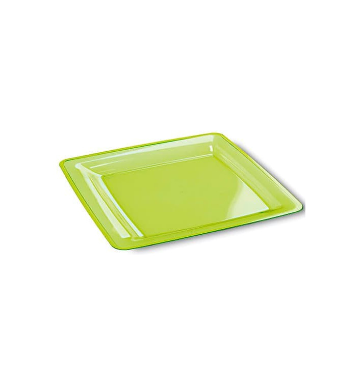 Viereckiger Plastikteller extra Stark grün 22,5x22,5cm (6 Stück)