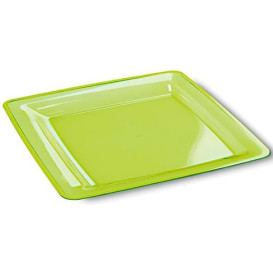 Viereckiger Plastikteller extra Stark grün 22,5x22,5cm (72 Stück)