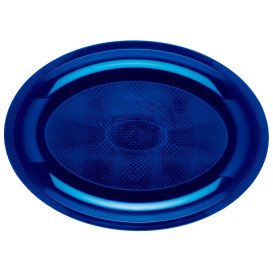 Plastiktablett Oval Blau Round PP 315x220mm (150 Stück)