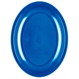 Plastiktablett Oval Blau Mittelmer Round PP 255mm (50 Stück)