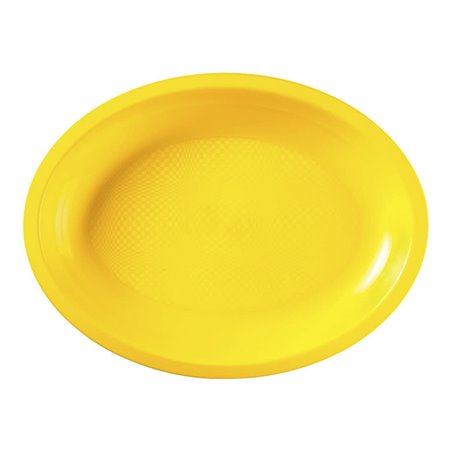 Wiederverwendbare harte Tablett Oval Gelb "Round" PP 25,5x19cm (600 Stück)