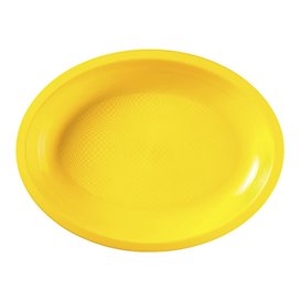Plastiktablett Oval Gelb Round PP 315x220mm (25 Stück)