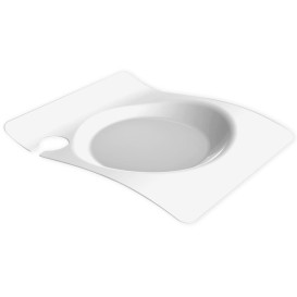 Plastikteller "Forma" mit Glashalter weiß 22x18 cm (12 Stück)