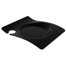Plastikteller "Forma" mit Glashalter Schwarz 22x18 cm (12 Stück)