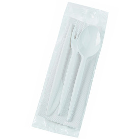 Besteckset Gabel, Messer und Serviette Transparent (25 Stück)