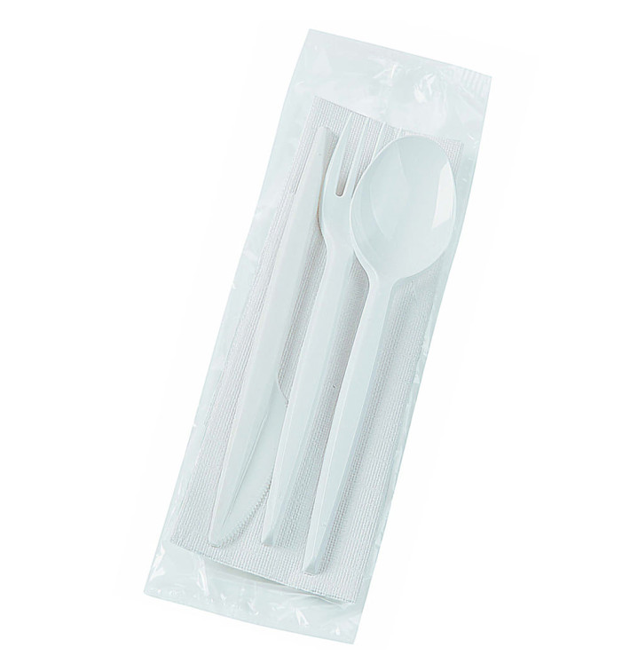 Besteckset Gabel, Messer und Serviette Transparent (500 Stück) Besteckset Gabel, Messer und Serviette Transparent (500 Stück)