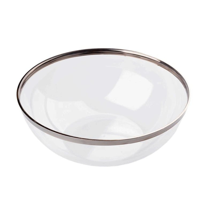 Plastikschale transparent mit Silber-Rand 1500ml (40 Stück) Plastikschale transparent mit Silber-Rand 1500ml (40 Stück)