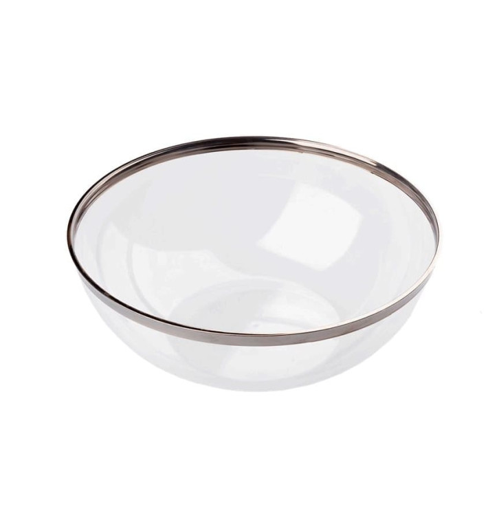 Plastikschale transparent mit Silber-Rand 400ml (8 Stück) Plastikschale transparent mit Silber-Rand 400ml (8 Stück)