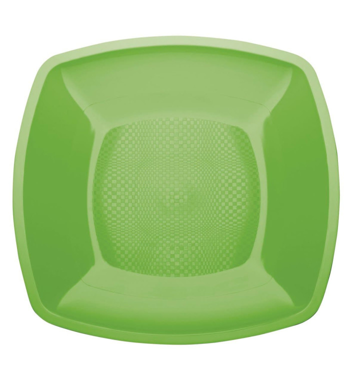 Plastikteller Flach Grasgrün Square PP 180mm (25 Stück)