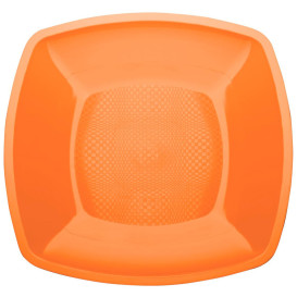 Plastikteller Flach Orange Square PP 180mm (25 Stück)