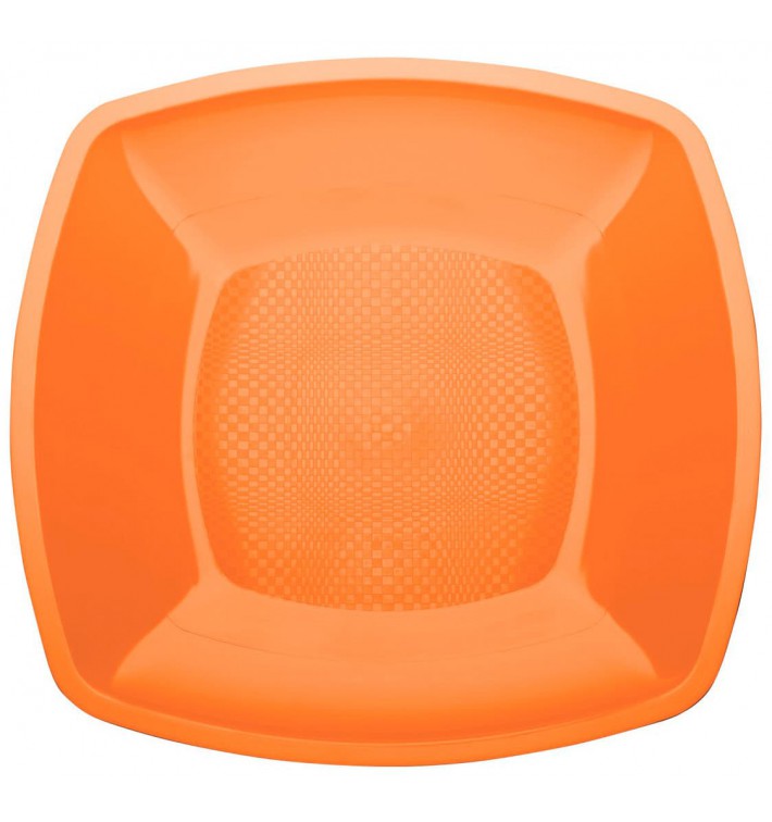 Plastikteller Flach Orange Square PP 230mm (25 Stück)