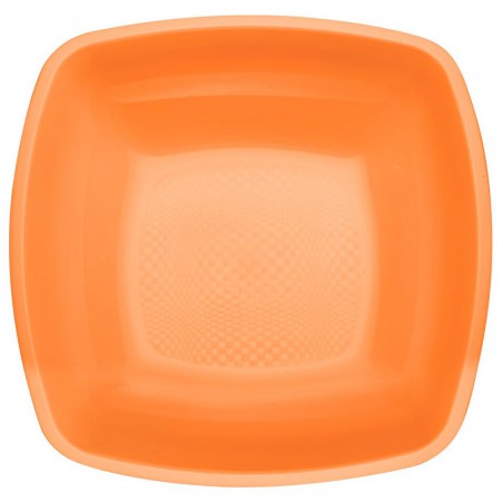 Wiederverwendbare harte Teller Tiefe Orange "Square" PP 18cm (25 Stück)