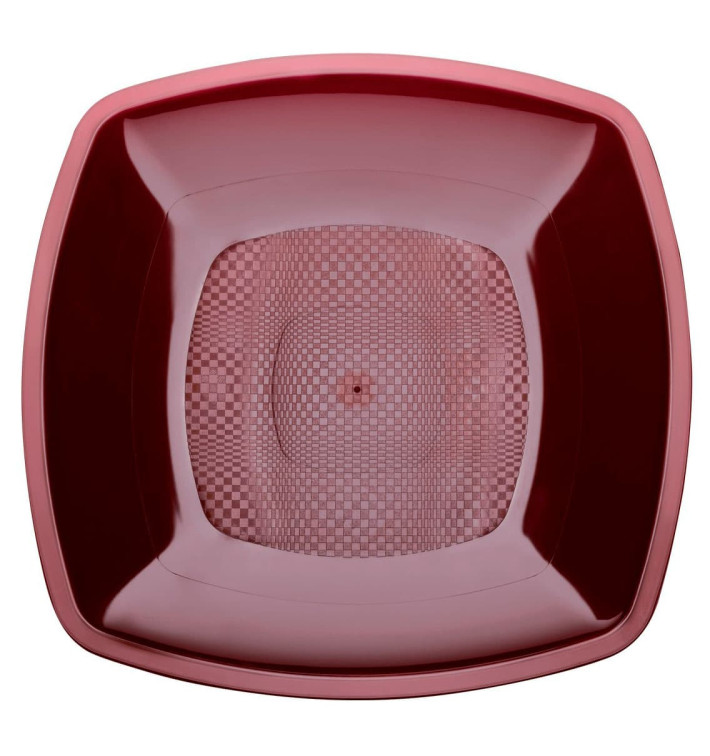 Plastikteller Flach Bordeaux Square PP 230mm (25 Stück)