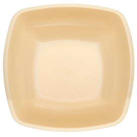 Plastikteller Tiefe Creme Square PP 180mm (25 Stück)