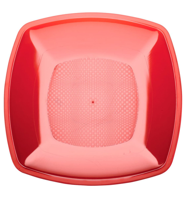 Plastikteller Flach Rot Transp. Square PS 180mm (150 Stück) Plastikteller Flach Rot Transp. Square PS 180mm (150 Stück)