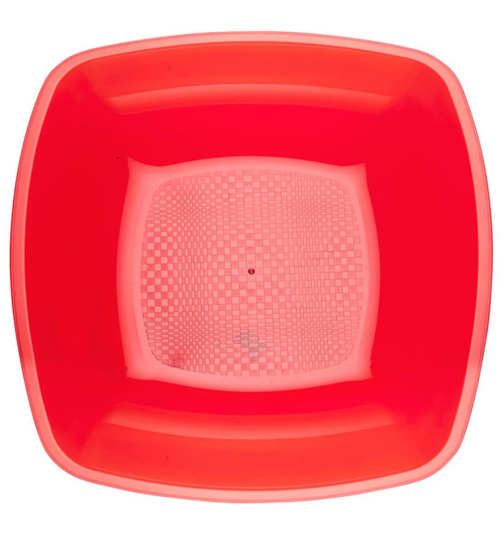 Plastikteller Tief Rot Transp. Square PS 180mm (150 Stück) Plastikteller Tief Rot Transp. Square PS 180mm (150 Stück)