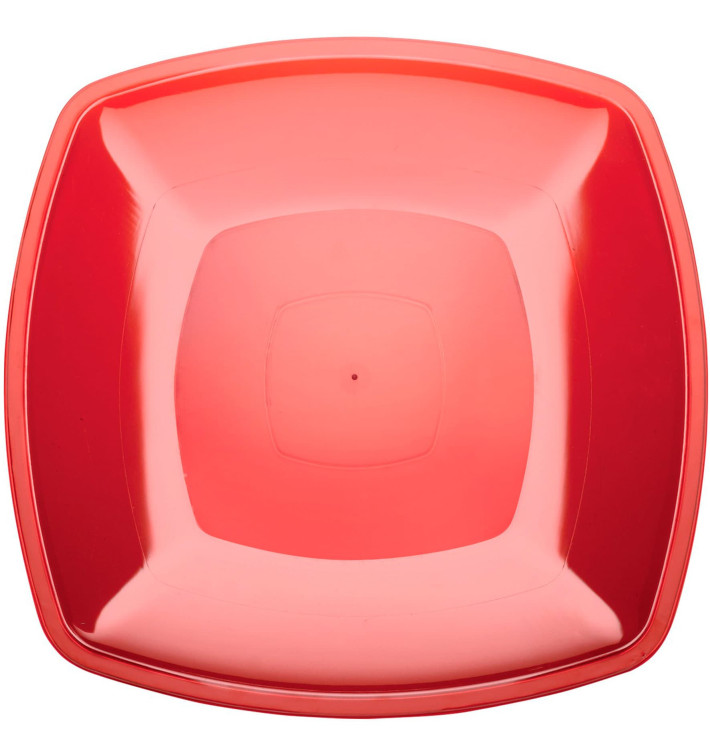 Plastikteller Flach Rot Transp. Square PS 300mm (72 Stück) Plastikteller Flach Rot Transp. Square PS 300mm (72 Stück)