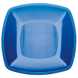 Plastikteller Flach Blau Transp. Square PS 180mm (150 Stück)