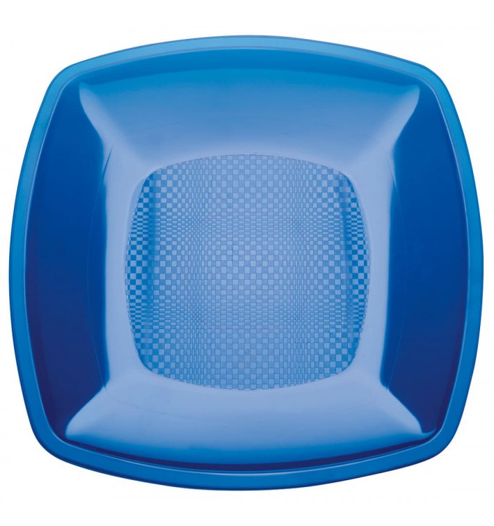 Plastikteller Flach Blau Transp. Square PS 230mm (25 Stück)