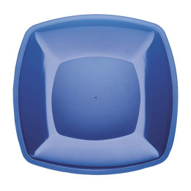 Plastikteller Flach Blau Transp. Square PS 300mm (72 Stück)