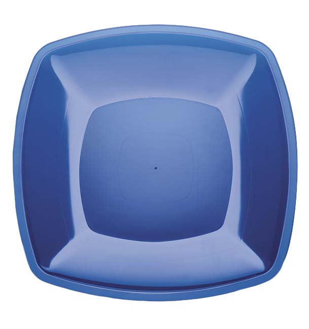 Plastikteller Flach Blau Transp. Square PS 300mm (72 Stück)