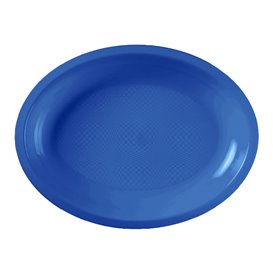 Plastiktablett Oval Blau Mittelmer Round PP 305mm (25 Stück)