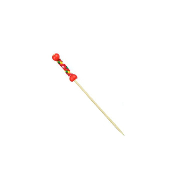 Bambusspieße dekoriert Rot 120mm (200 Stück) Bambusspieße dekoriert Rot 120mm (200 Stück)