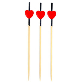 Bambusspieße Rot und Schwarz "Heart" 120mm  (5000 Stück)