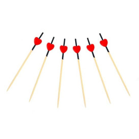 Bambusspieße Rot und Schwarz "Heart" 120mm  (5000 Stück)