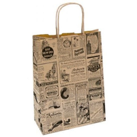 Papiertüten Kraft Zeitung mit Griff 26+14x32cm (50 Stück)