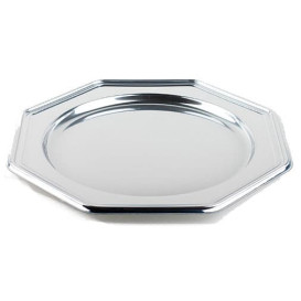 Platzteller achteckig Silber 30cm (5 Stück)