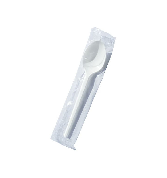 Kleiner Plastiklöffel weiß einzeln verpackt 125mm (100 Stück) Kleiner Plastiklöffel weiß einzeln verpackt 125mm (100 Stück)