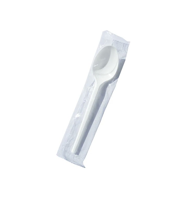 Kleiner Plastiklöffel weiß einzeln verpackt 125mm (2000 Stück)