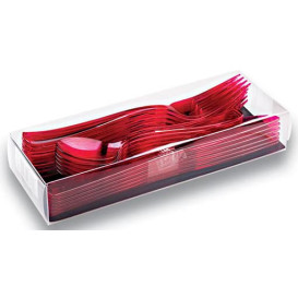 Besteckset Plastik 18-teilig himbeere (20 Sets)