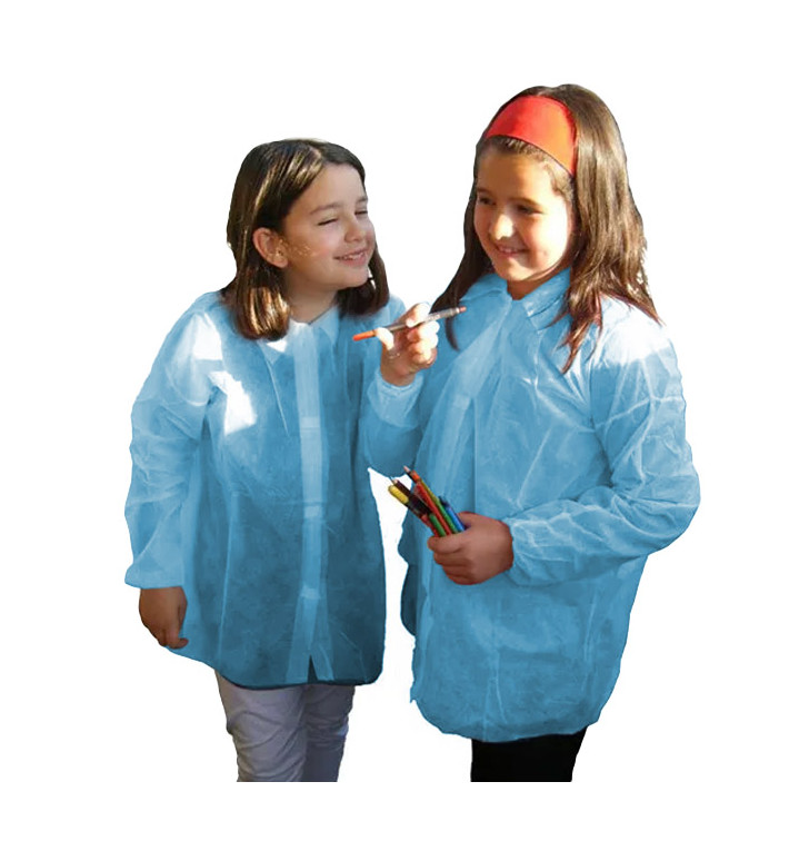 PP Schutzmäntel Kind Blau Klettverschluss Ohne Tasche (50 Stück) PP Schutzmäntel Kind Blau Klettverschluss Ohne Tasche (50 Stück)