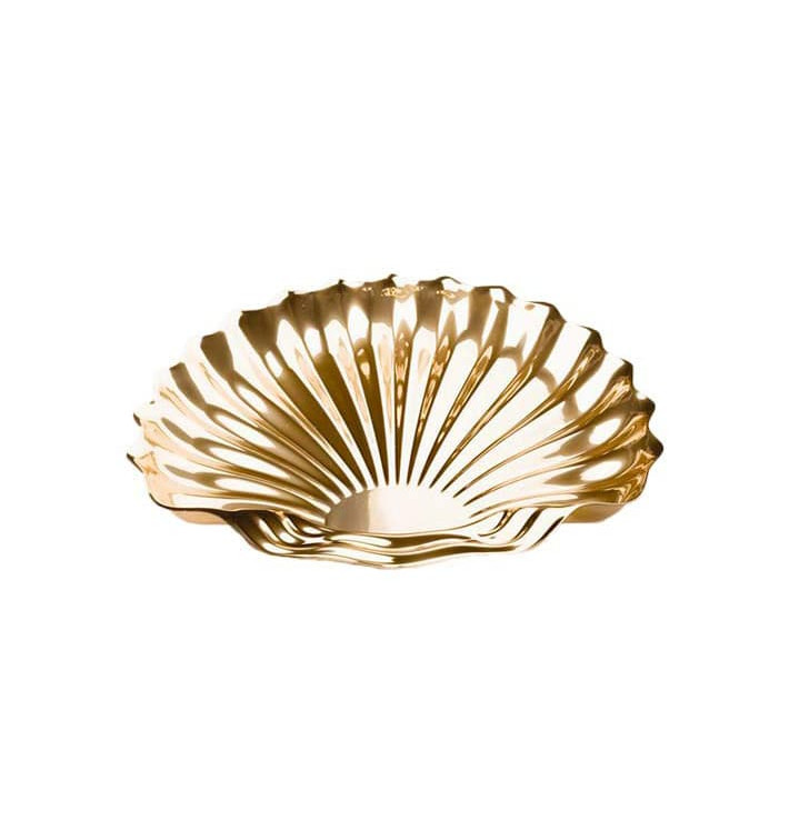 Plastiktablett Muschel Gold 34x30cm (5 Stück) Plastiktablett Muschel Gold 34x30cm (5 Stück)