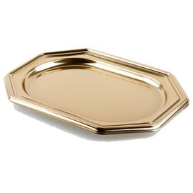 Plastiktablett achteckig Gold 36x24cm (5 Stück)