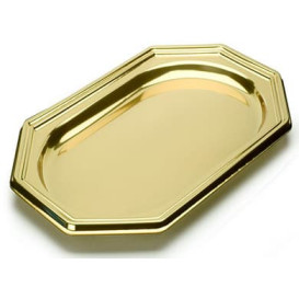 Plastiktablett achteckig gold 46x30cm (5 Stück)