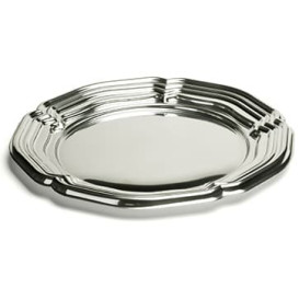 Servierplatte Plastik rund Silber 34cm (5 Stück)