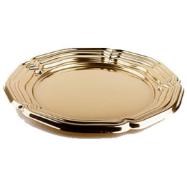 Servierplatte Plastik rund Gold 46cm (5 Stück)