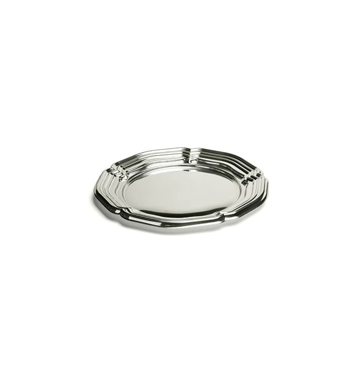 Servierplatte Plastik rund Silber 46cm (50 Stück) Servierplatte Plastik rund Silber 46cm (50 Stück)