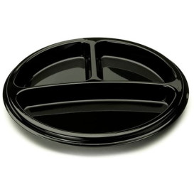 Plastikteller rund 3-geteilt schwarz 26cm (250 Stück)