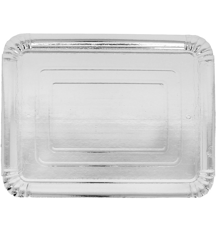 Pappschale rechteckig Silber 25x34cm (100 Stück) Pappschale rechteckig Silber 25x34cm (100 Stück)