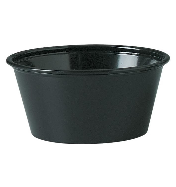 Dressingbecher Plastik PS für Soβen Schwarz 100ml Ø74mm (2500 Stück) Dressingbecher Plastik PS für Soβen Schwarz 100ml Ø74mm (2500 Stück)