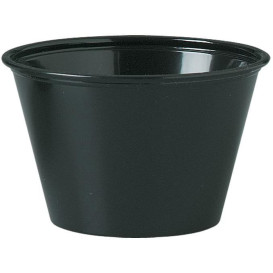 Dressingbecher Plastik PS für Soβen Schwarz 120ml Ø74mm (250 Stück)