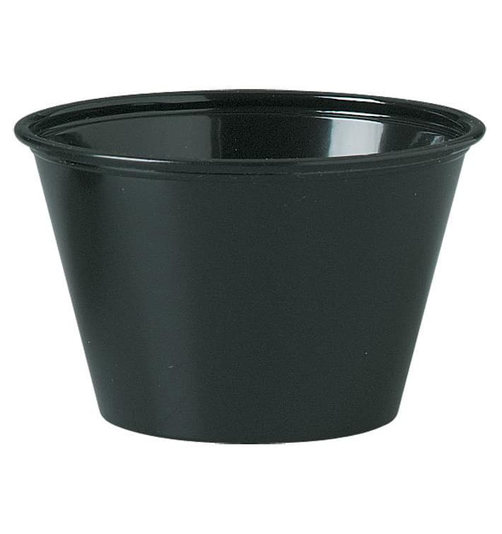 Dressingbecher Plastik PS für Soβen Schwarz 120ml Ø74mm (2500 Stück) Dressingbecher Plastik PS für Soβen Schwarz 120ml Ø74mm (2500 Stück)